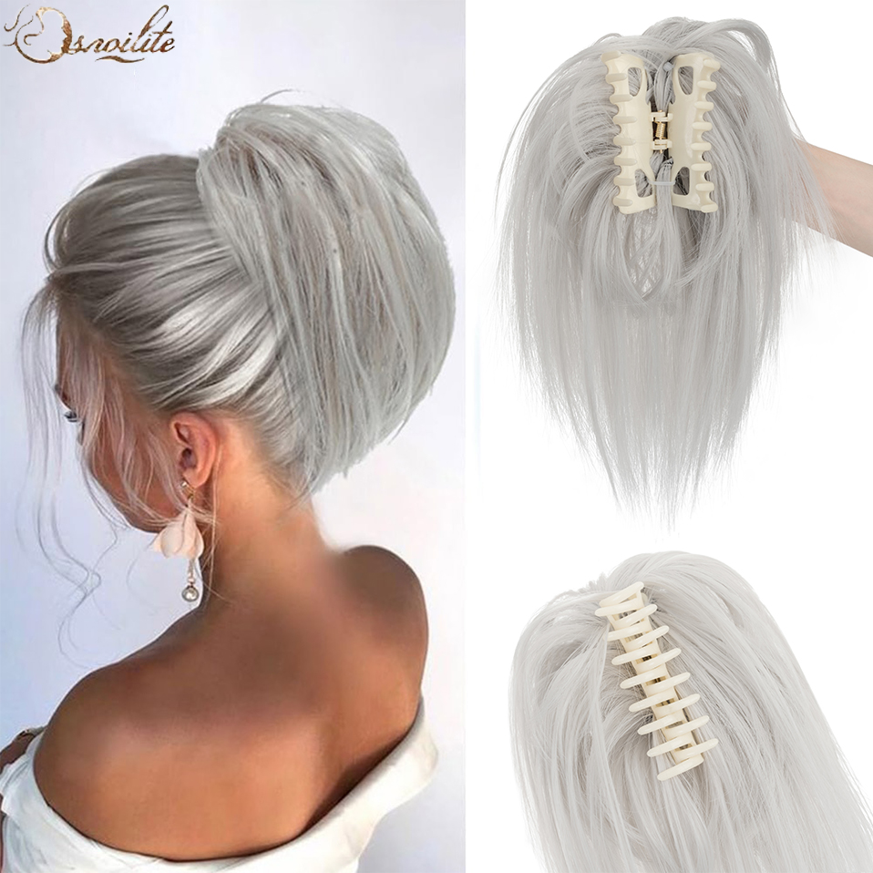 Claw Clip Messy Bun Hair Piece - Snoilite 합성 스트레이트 클로 클립 Chignon