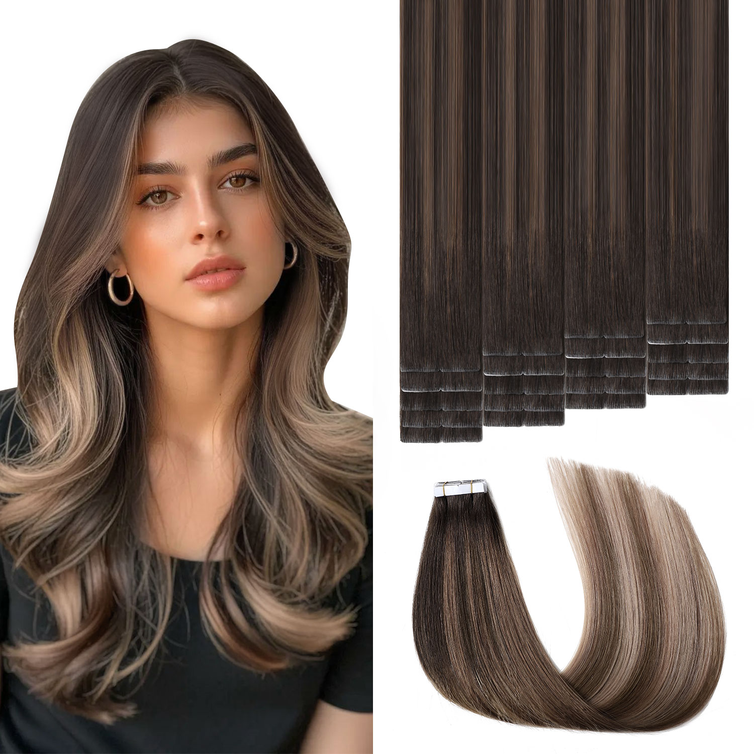 Invisible Tape In Extensions Real Hair - 스위트메트 인비저블 테이프 헤어 익스텐션 20개,