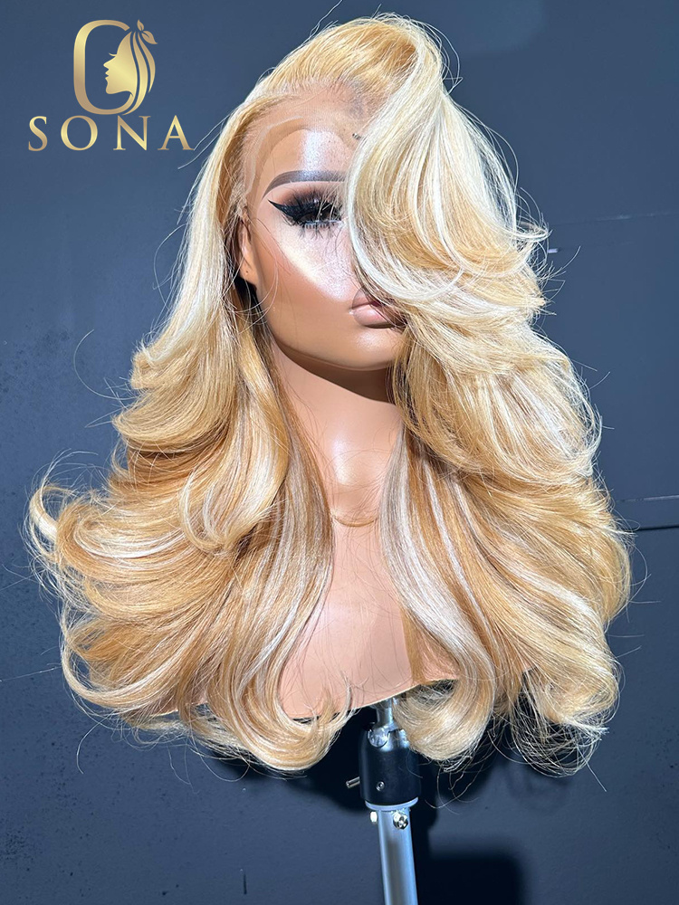 613 Blonde Body Wave Lace Front Wig - 613 # 27 # 하이라이트 HD