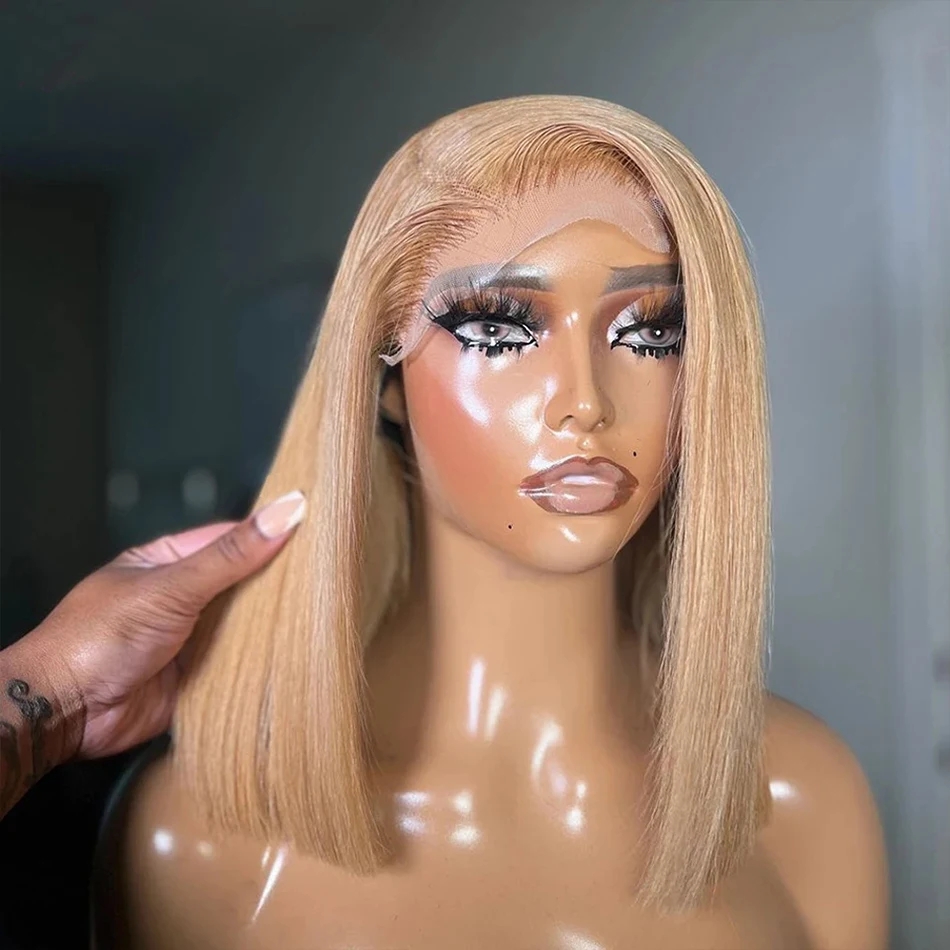 Glueless Wear And Go Human Hair Wig - 27 # 허니 블론드 레이스 프론탈