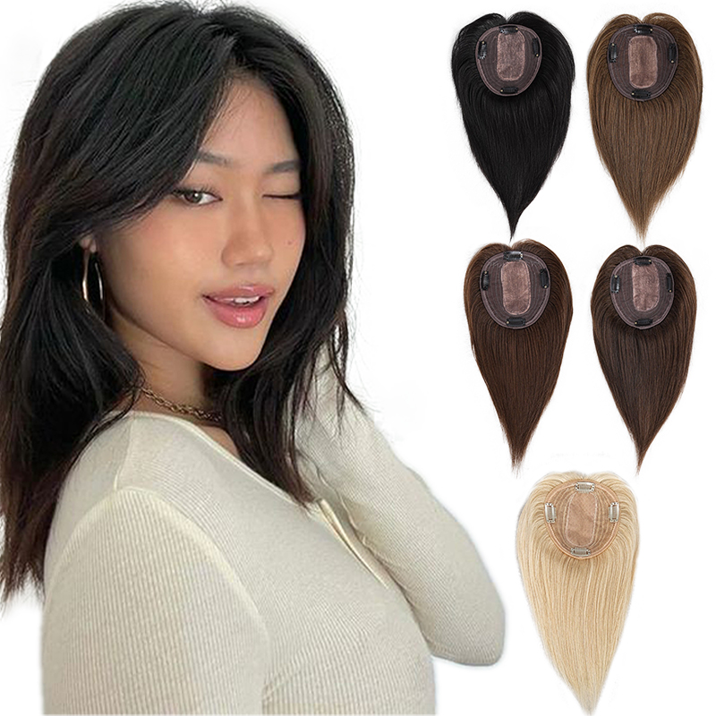 Seamless Clip In Hair Extensions Human Hair - 10인치 100% 인모 13X12cm 헤어넷 클립형