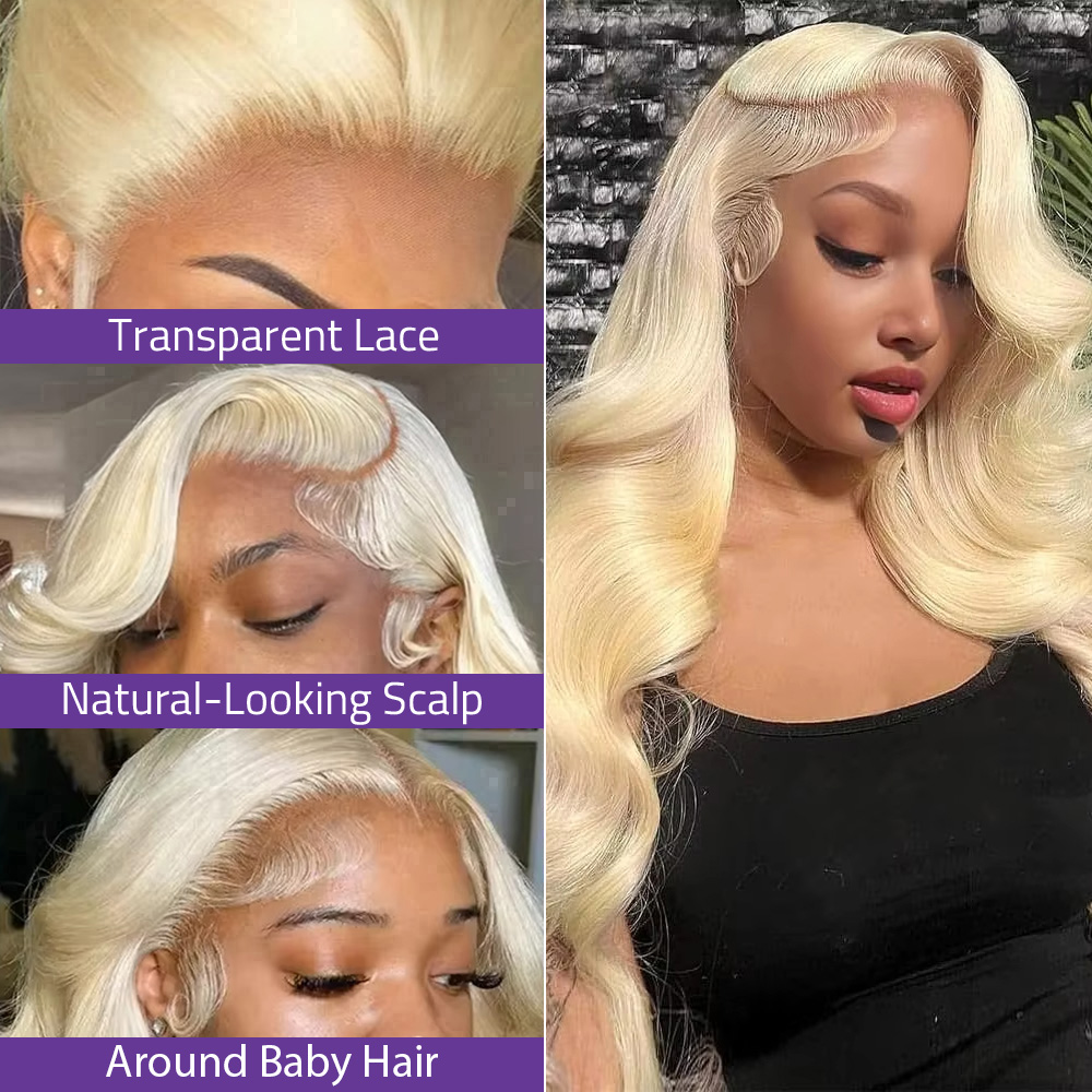 13x4 길이의 밝은 금발(613) 바디 웨이브 스타일 - Hd Lace Frontal Wig Human Hair Pre Plucked 리뷰 및 가격