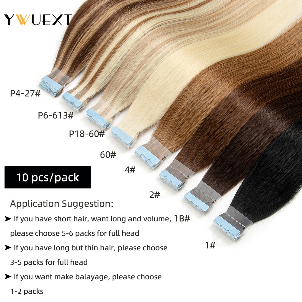 YWUEXT 미니 테이프 인모 연장 직진 내추럴 블랙  - Invisible Tape In Extensions Real Hair 리뷰 및 가격