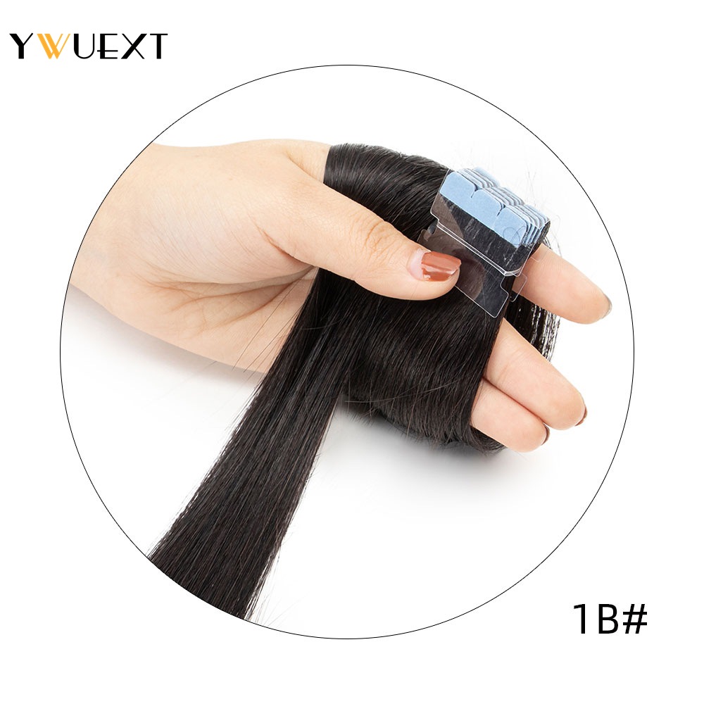 YWUEXT 미니 테이프 인모 연장 직진 내추럴 블랙  - Invisible Tape In Extensions Real Hair 리뷰 및 가격