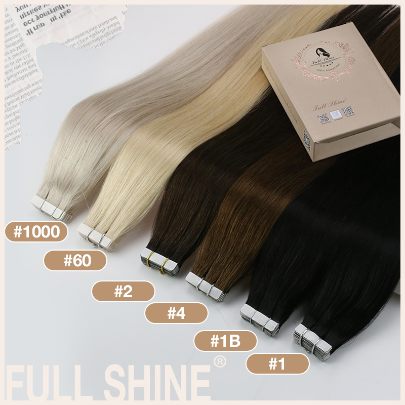 헤어 익스텐션의 풀 샤인 테이프 레미 인간의 머리카락  - Invisible Tape In Extensions Real Hair 리뷰 및 가격