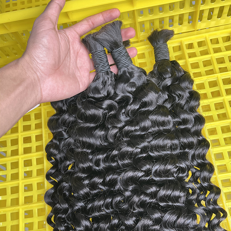 100% 인모 벌크 브레이딩용 워터 웨이브 미가공 생처 - Water Wave Bulk Human Hair For Braiding 리뷰 및 가격