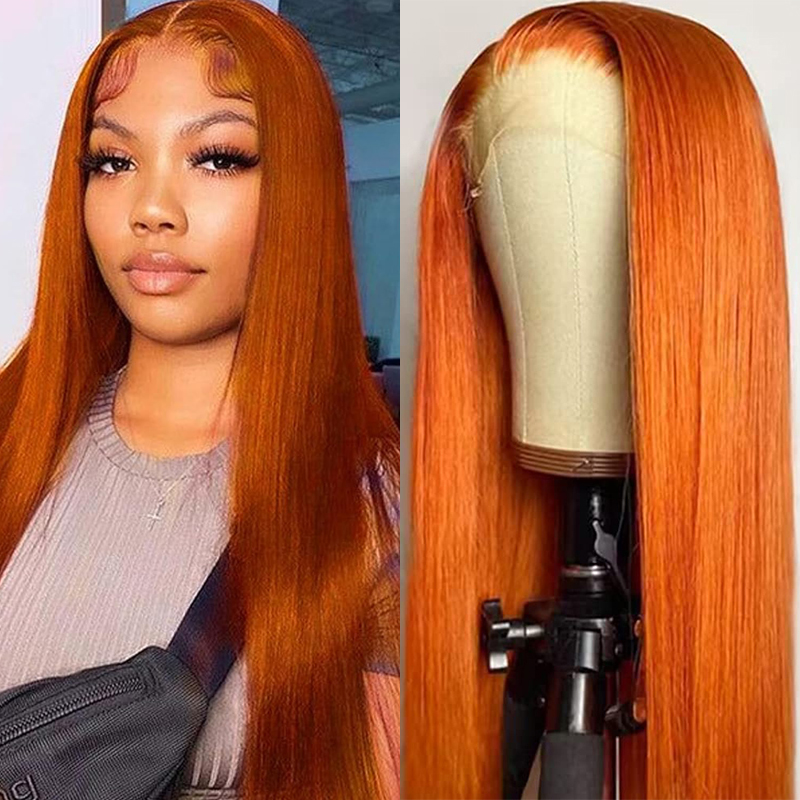34 인치 오렌지 생강 레이스 프런트 가발 여성용 인간 - Glueless Wear And Go Human Hair Wig 리뷰 및 가격