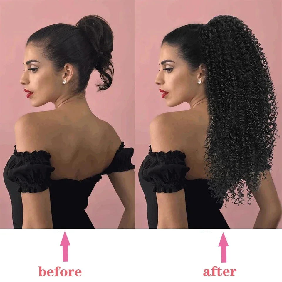 아프로 스타일의 푹신한 컬이 들어간 포니테일 가발, 인 - Drawstring Afro Curly Puff Ponytail 리뷰 및 가격