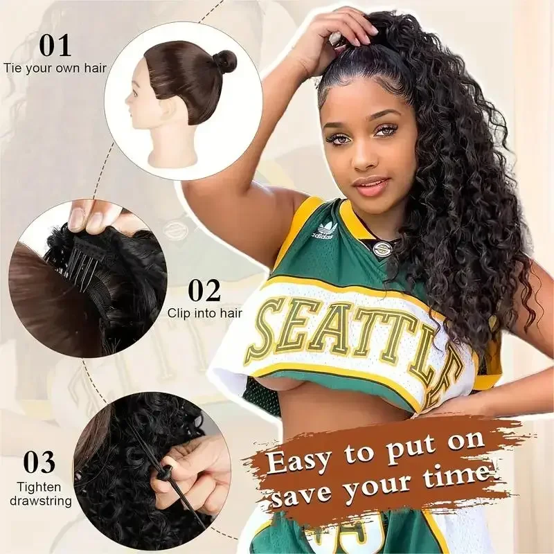 아프로 스타일의 푹신한 컬이 들어간 포니테일 가발, 인 - Drawstring Afro Curly Puff Ponytail 리뷰 및 가격