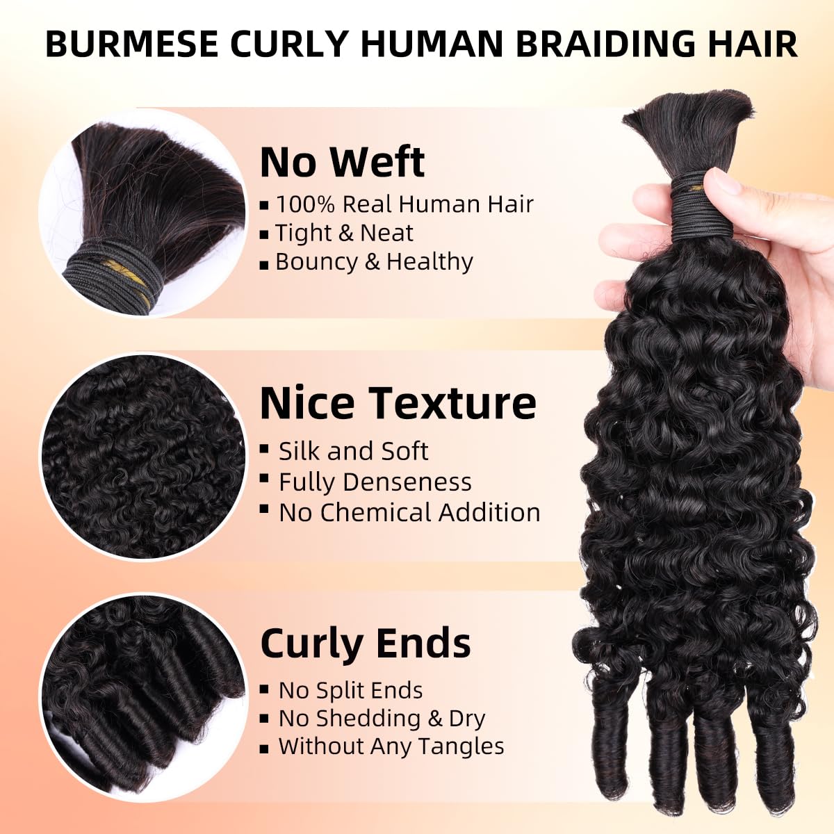 15A 인모 붙임머리용 보헤미안 브레이드 버마 곱슬 스 - Water Wave Bulk Human Hair For Braiding 리뷰 및 가격