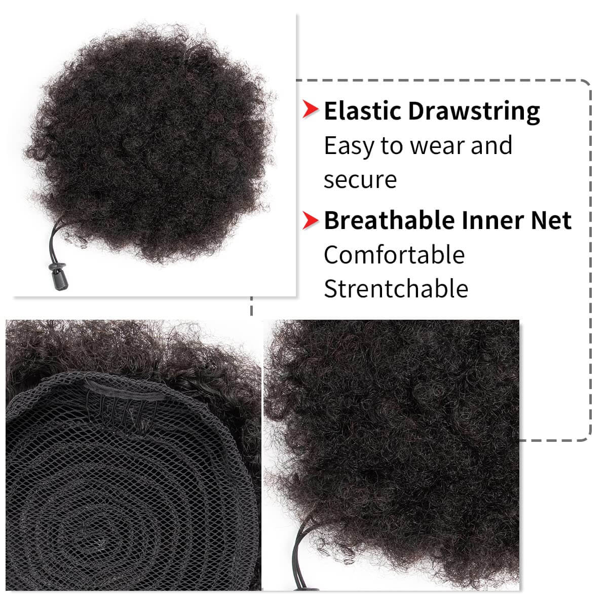 아프로 퍼프 합성 드로스트링 포니테일 곱슬머리 번피스  - Drawstring Afro Curly Puff Ponytail 리뷰 및 가격