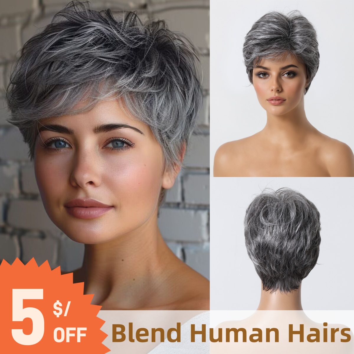 짧은 픽시 컷 그레이 인간의 머리 가발 8 인치 계층화 - Short Pixie Cut Wig Human Hair Cheap 리뷰 및 가격