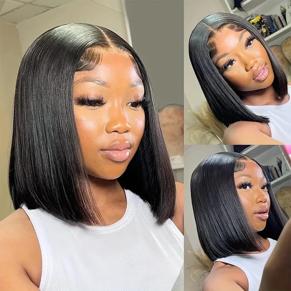 밥 가발 인모 숏 스트레이트 13x6 레이스 프론트 가 - Glueless Wear And Go Human Hair Wig 리뷰 및 가격