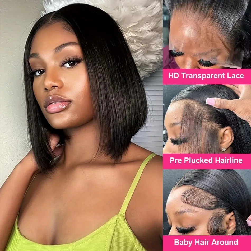 밥 가발 인모 숏 스트레이트 13x6 레이스 프론트 가 - Glueless Wear And Go Human Hair Wig 리뷰 및 가격