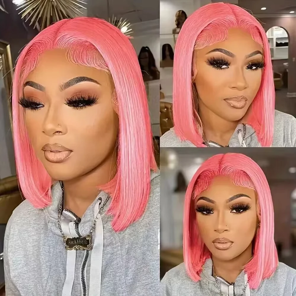 10인치 핑크색 밥 스타일 가발, 천연 모발 사용, 1 - Pre Parted 13X4 Lace Front Bob Wig 리뷰 및 가격