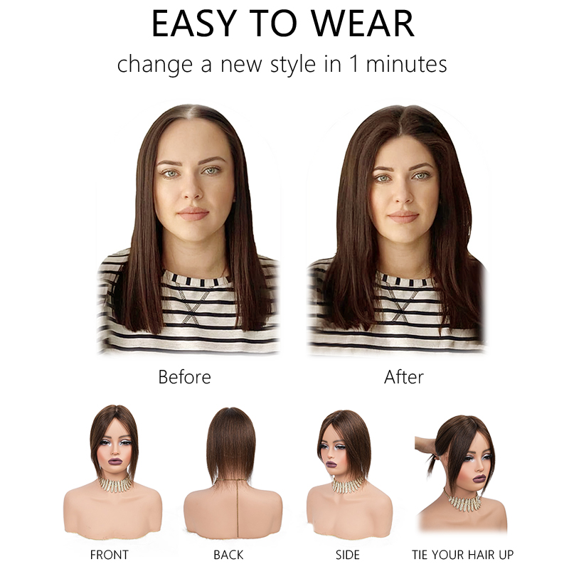 10인치 100% 인모 13X12cm 헤어넷 클립형 부 - Seamless Clip In Hair Extensions Human Hair 리뷰 및 가격